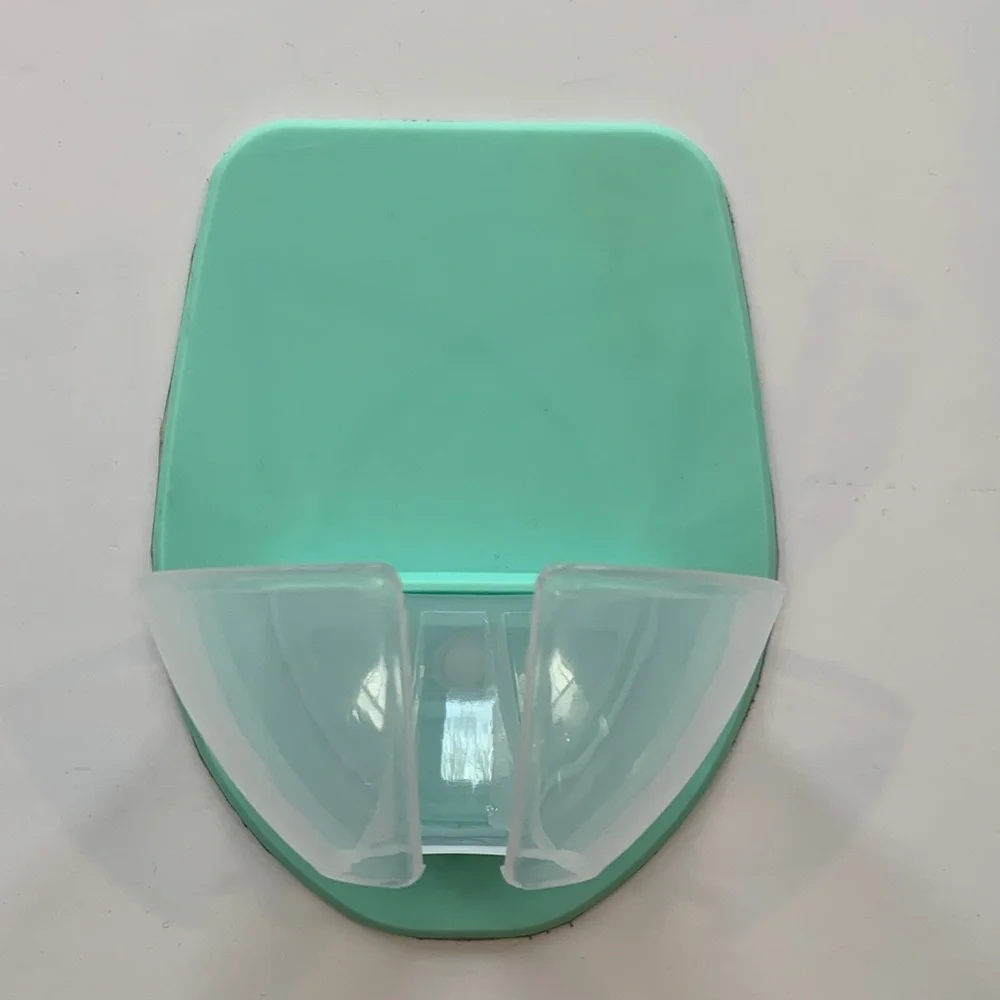 Mint Green Wall-Mounted Plastic and Silicone Wine Glass Holder for Bathroom